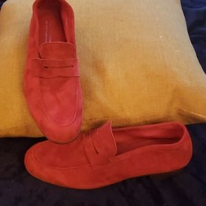 Red Saks Fifth Ave Italian Suede Loafers